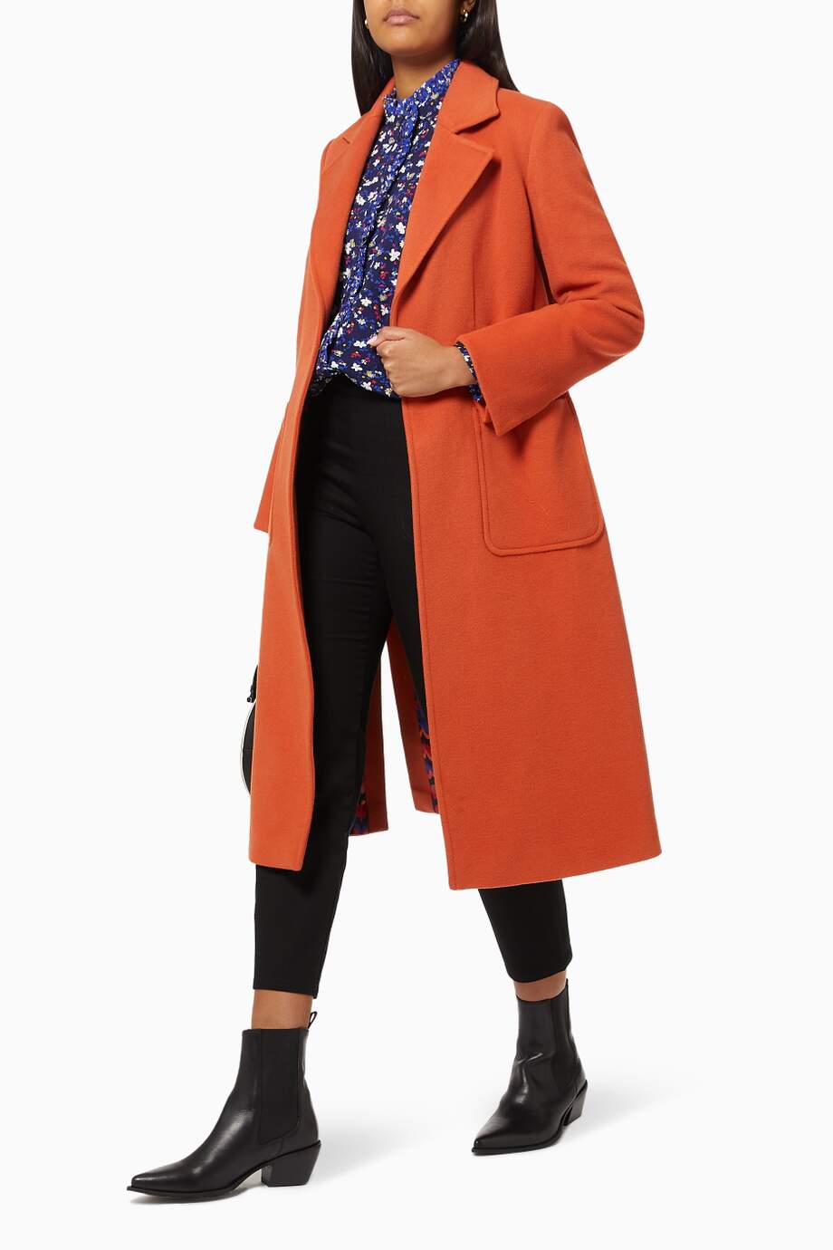 Шерстяное пальто оранжевого цвета 3