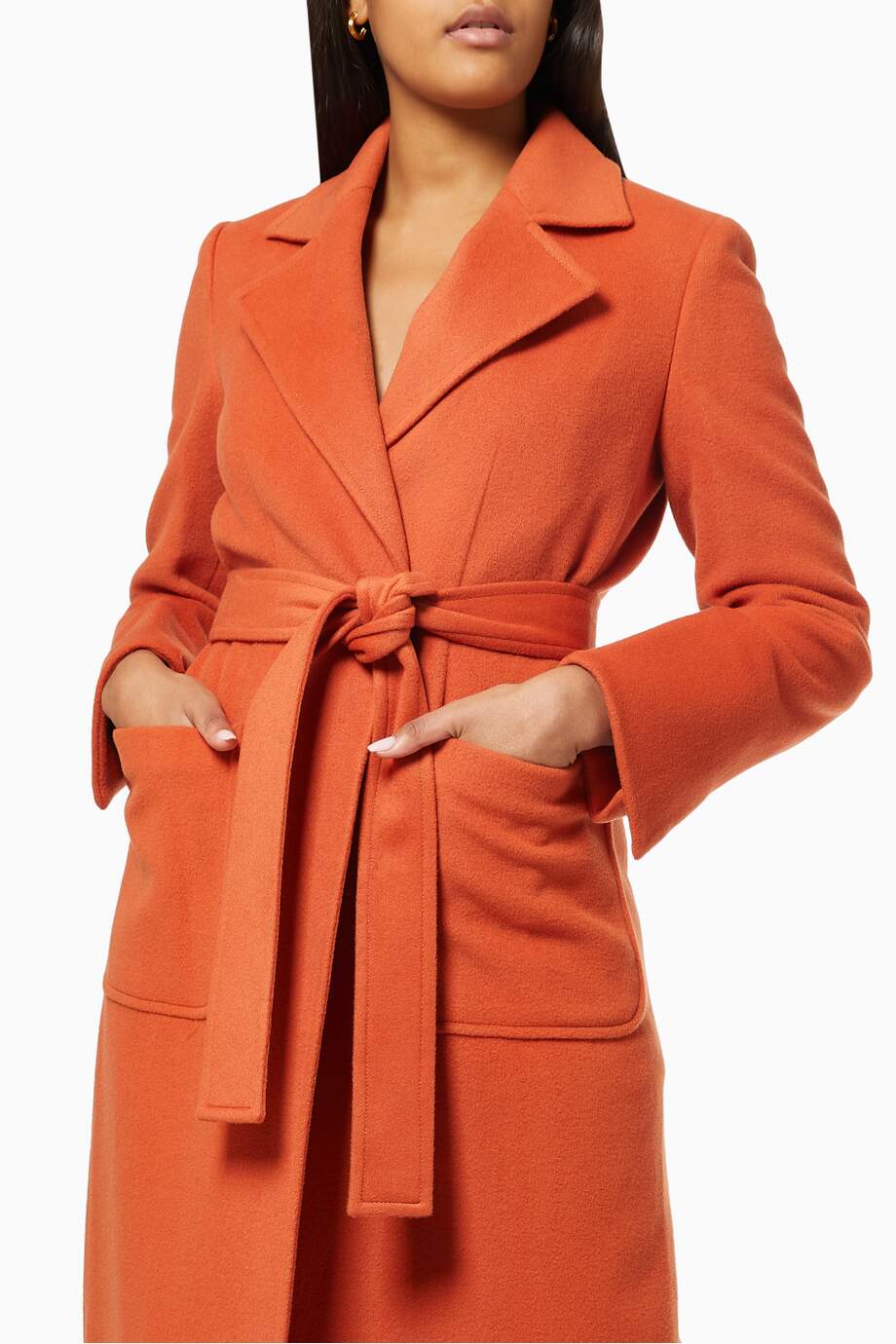 Шерстяное пальто оранжевого цвета 1