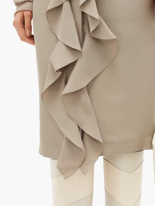 Шелковая юбка — карандаш с оборкой 4