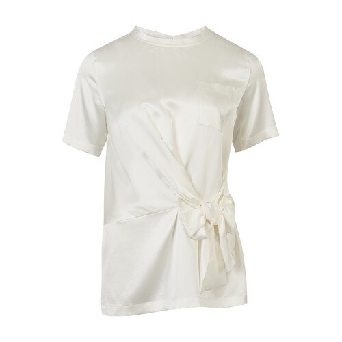 Белая атласная блузка из натурального шелка 6