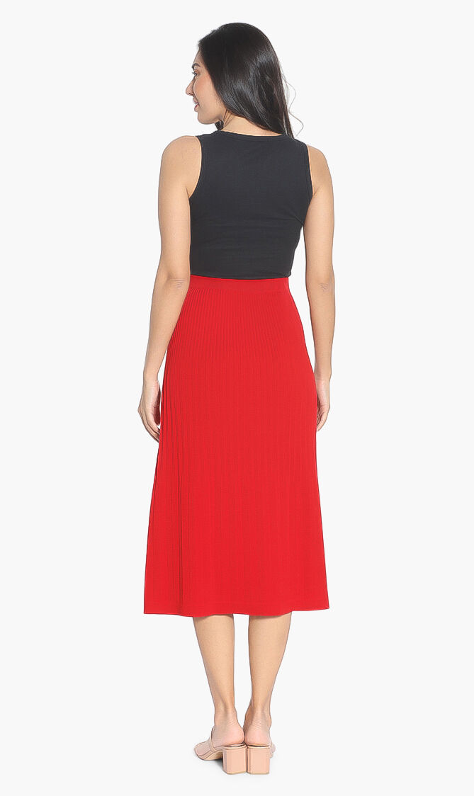 Красная плиссированная юбка из шерсти 2