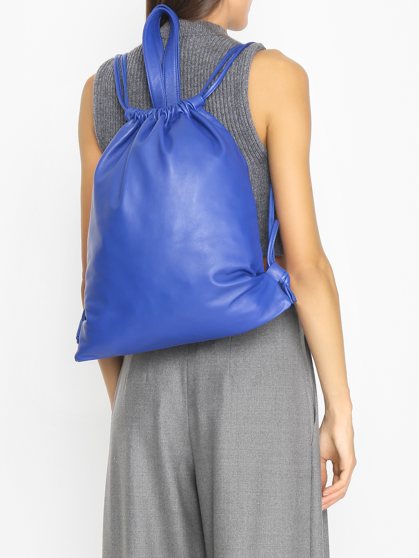 Синий рюкзак из кожи наппа 1