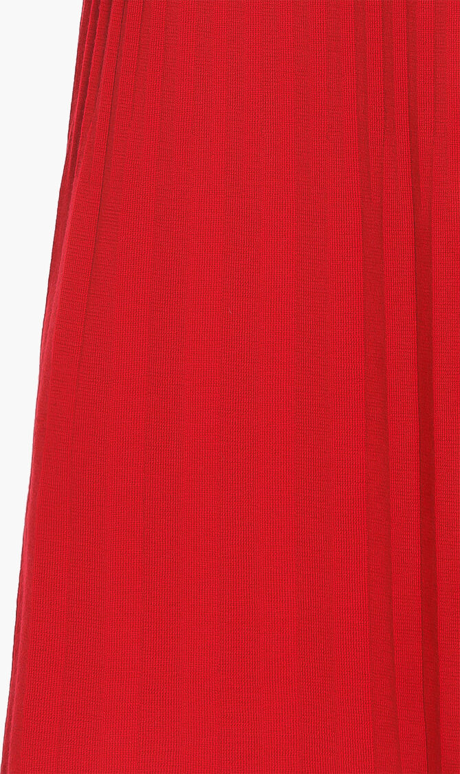 Красная плиссированная юбка из шерсти 4