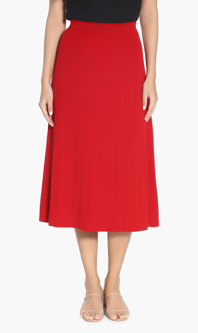 Красная плиссированная юбка из шерсти 5