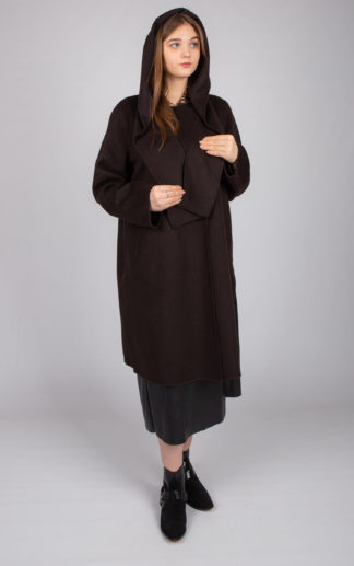 Коричневое пальто из смесовой шерсти купить в аутлете Max Mara и Marina Rinaldi