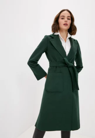 Зеленое шерстяное пальто купить в аутлете Max Mara и Marina Rinaldi
