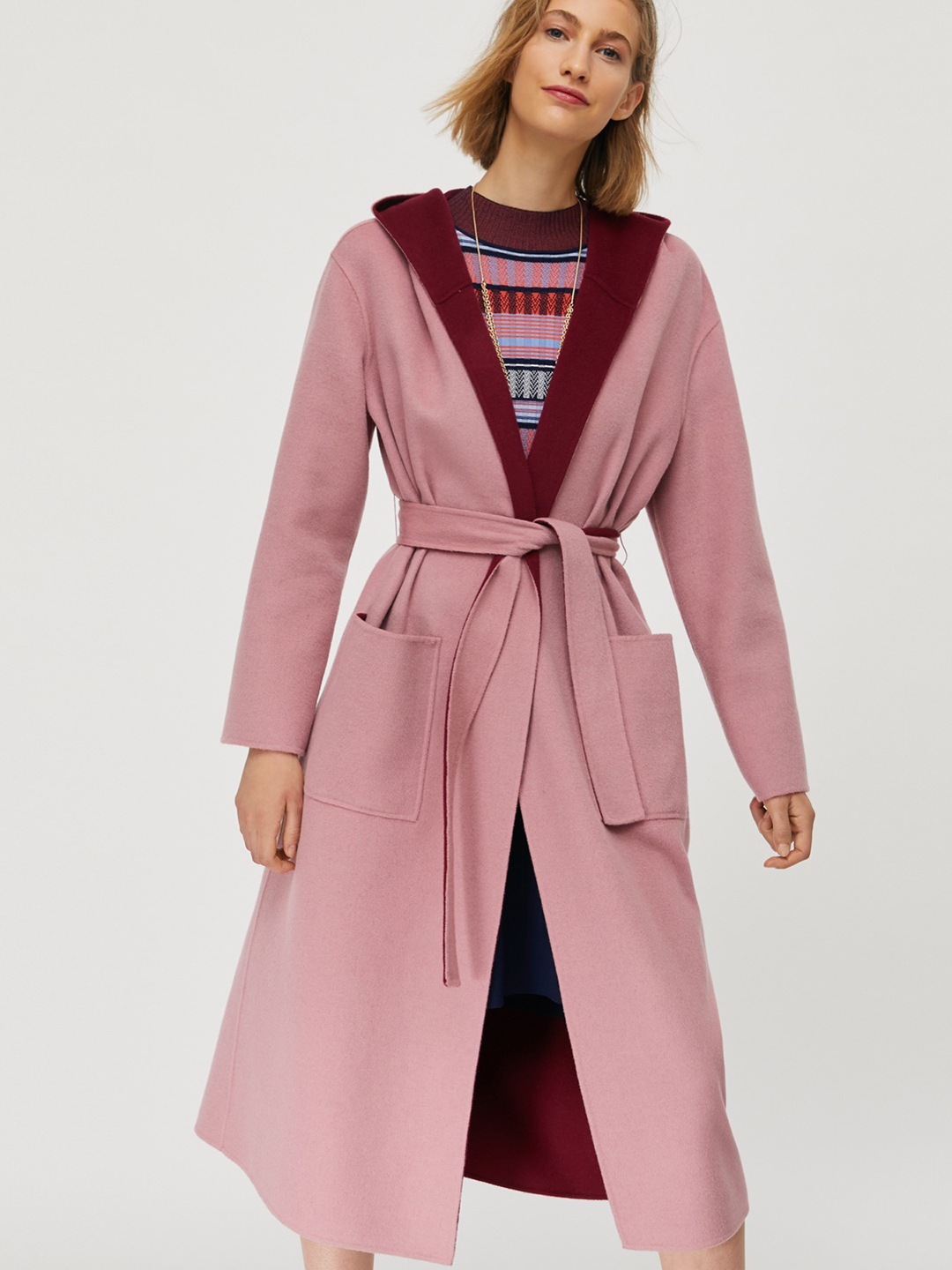 Пальто из шерсти и кашемира пастельно-розового цвета 1