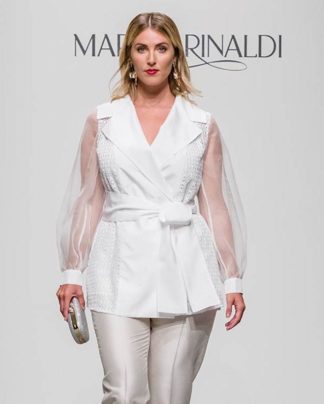 Белая блузка из кружева и тафты купить в аутлете Max Mara и Marina Rinaldi