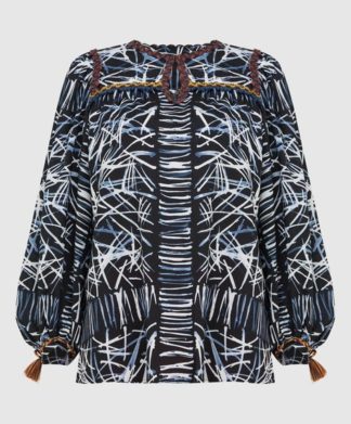 Блузка с узорами из шелка и вискозы купить в аутлете Max Mara и Marina Rinaldi