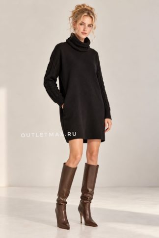 Черное платье с длинным рукавом купить в аутлете Max Mara и Marina Rinaldi