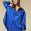 Голубая хлопковая рубашка купить в аутлете Max Mara и Marina Rinaldi. 2